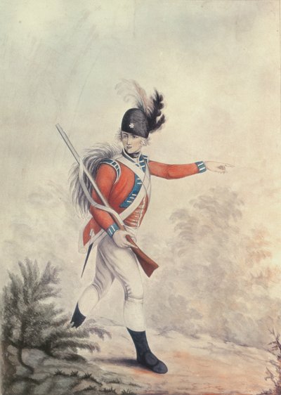 Light Infantryman, Painting for the Soiron Engraving Published by Thomas Macklin by Henry William Bunbury